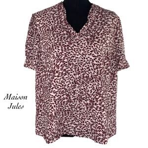 Maison Jules Pink Animal Print Blouse NWT Size L